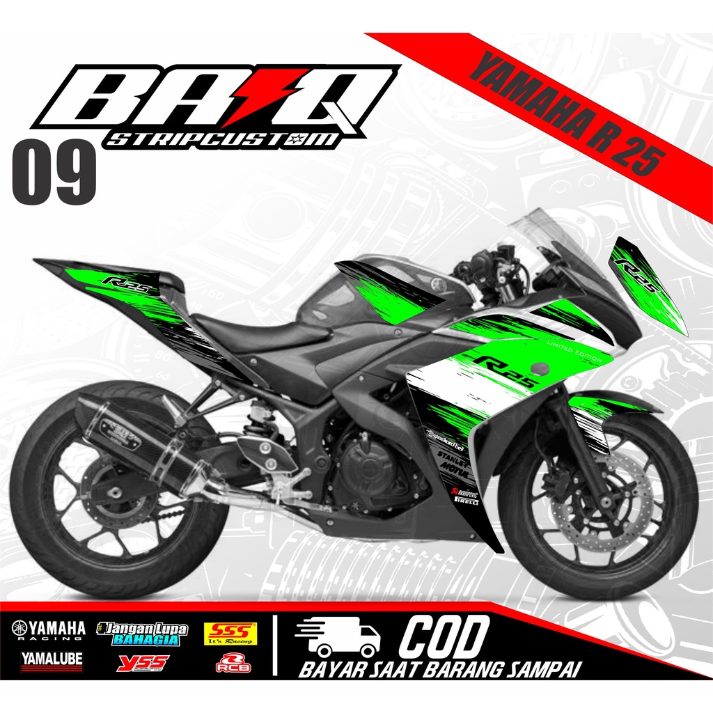 Yamaha R25 Sticker Striping / Yamaha R25 New Motorcycle Variation Sticker / R25 Simple design 09
