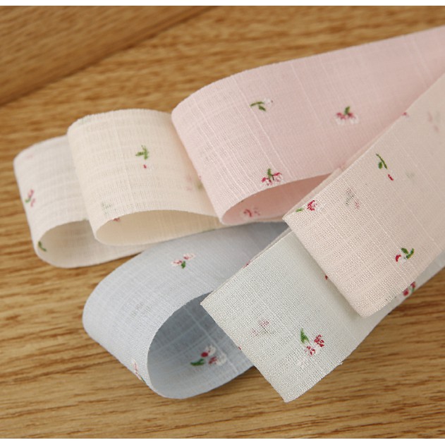 พร้อมส่ง ริบบิ้นผ้าฝ้าย แต้มลายกุหลาบ ขนาด 2.5 ,3.8 ซม. (ขายเป็นหลา) - รูปที่ 6