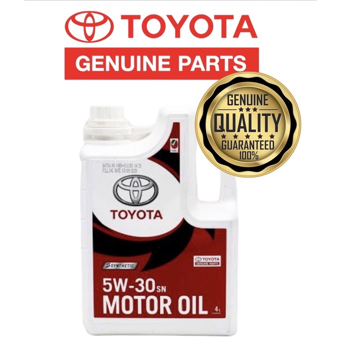 TOYOTA MOTOR OIL 5W30 SN (4LTR) (10000 KM) ผลิตภัณฑ์: 5W-30 SP GF-6 FULLY SYNTHETIC MOTOR OIL