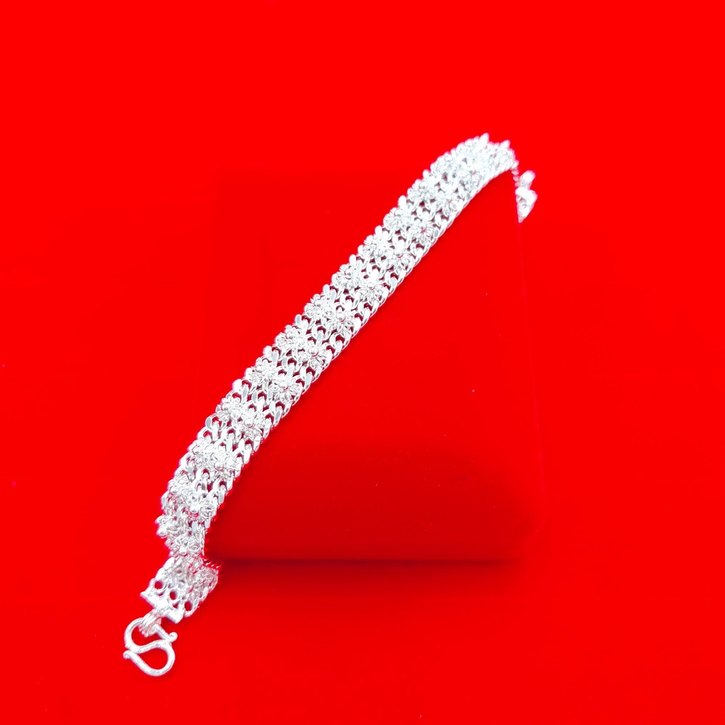 สร้อยข้อมือเงิน ลายดอกพิกุล หนัก 1 บาท ชุบเงินเเท้925 เครื่องประดับเงิน ยาว 7นิ้ว รุ่นJ-DAI-07