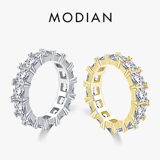 Modian แหวนเงินแท้ 925 ทรงสี่เหลี่ยม หรูหรา ซ้อนกันได้ เครื่องประดับ สําหรับผู้หญิง งานแต่งงาน