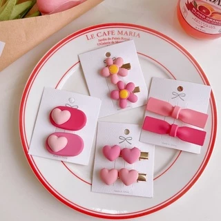 Cute 021 กิ๊บติดผม กิ๊บหนีบผมโทนชมพู 2 ชิ้น / ชุด