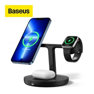 Baseus 3-in-1 แท่นชาร์จแม่เหล็กไร้สาย 20W สําหรับ iPhone 13 12 Pro Max