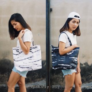 Totebag ปากกว้างลายหนังจระเข้