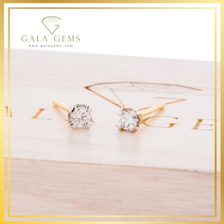 Gala Gems ต่างหูเพชรเม็ดเดี่ยว เตยหัวใจ ตัวเรือน 10K Gold ประดับเพชรเบลเยี่ยมแท้ Heart Prong Diamond Earring รหัส E0008