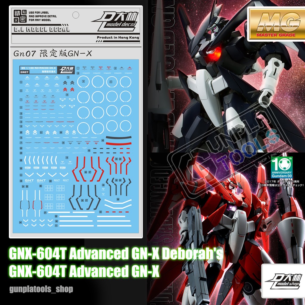 [ D.L Model ] Water decal GN07 ดีคอลน้ำสำหรับ GNX-604T Advanced GN-X Deborah's (MG)  / GNX-604T Adva