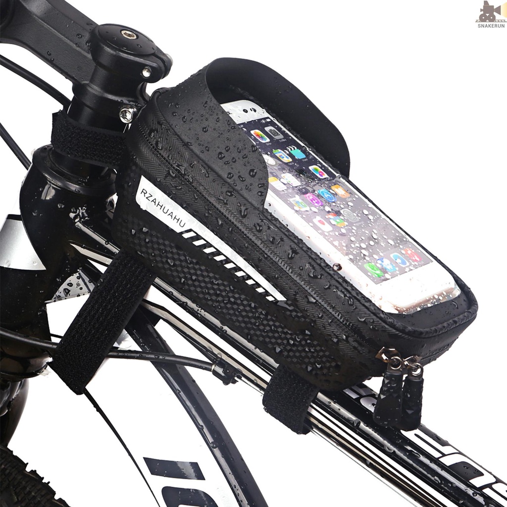 Snakerun Waterproof Bicycle Phone Mount Bags Front Frame Top Tube Bag with Touchscreen Phone