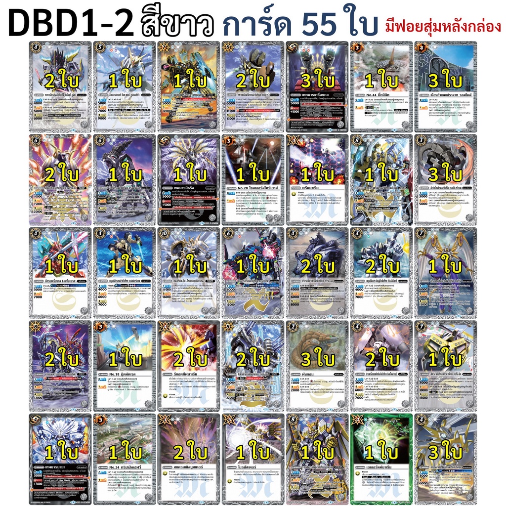 แบทเทิล สปิริตส์ DBD1-2 สีขาว แยกทุกใบ  battle spirits เด็คนักษัตรมะแม