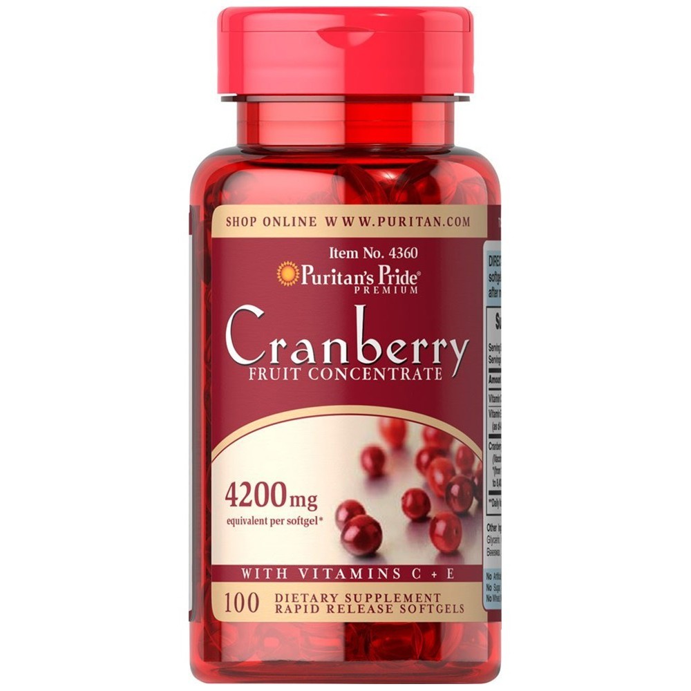 Puritan's Pride Cranberry Fruit Concentrate with C & E 4200 mg / 100 Softgels