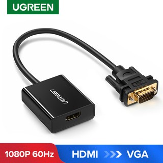 Ugreen อะแดปเตอร์แปลง HDMI เป็น VGA HDMI ตัวเมีย เป็น VGA ตัวผู้ 1080P พร้อมแจ็คเสียง 3.5 มม.