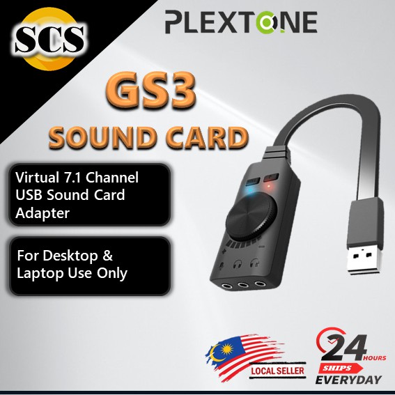 PLEXTONE GS3 Virtual 7.1CH การ์ดเสียง USB การ์ดเสียงภายนอกอะแดปเตอร์ USB 3.5 มม.แล็ปท็อปพีซีสําหรับเ