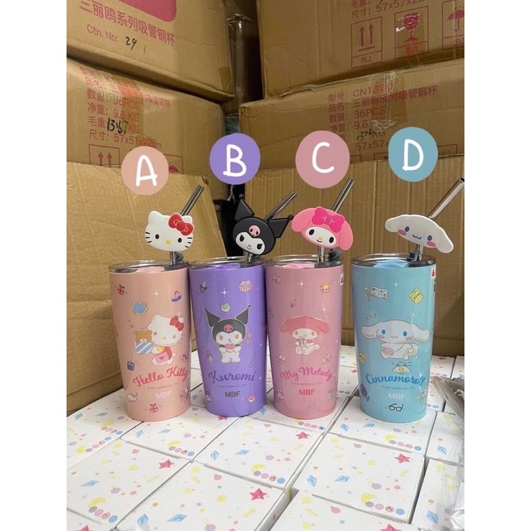 🛒แก้วแสตนเลสพร้อมหลอด ตัวการ์ตูน 3D Sanrio สุดน่ารัก ราคาถูก🎁เก็บร้อน-เย็น หนา 5 ชั้น แก้วเก็บความเย็น พร้อมส่ง #6