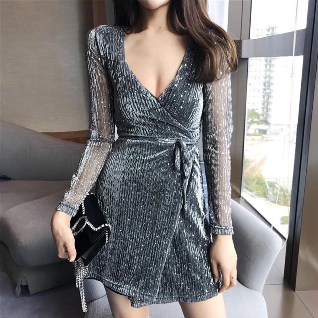 glitter gray dress