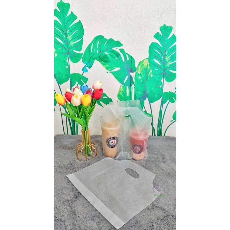 #ถุงใส่แก้วน้ำคู่ #ถุงแก้ว2ช่อง #ใส่แก้วขนาด16-22ออนซ์ เนื้อถุงHD ถุงคุณภาพ เกรดA แพ็ค100ใบ