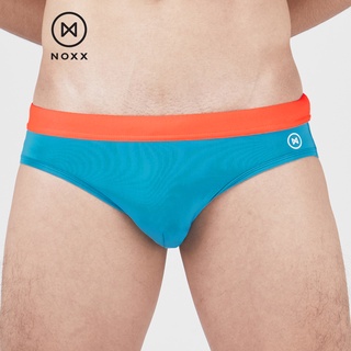 Noxx Swim Briefs: กางเกงว่ายน้ำ บรีฟ สีฟ้า เอวส้ม