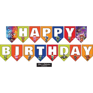 ป้ายแบนเนอร์ Happy Birthday Talking Tom Hero Dash สําหรับตกแต่งงานวันเกิด