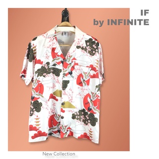 INFINITE เสื้อฮาวาย พิมพ์ลายกราฟฟิค กระเรียนขาว