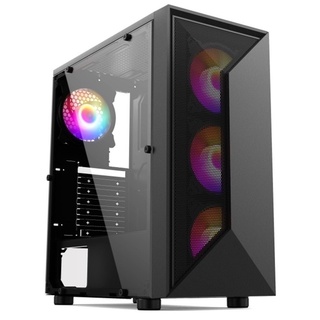 CASE (เคส) PLENTY รุ่น K17T (BLACK) ATX/M-ATX มีพัดลม RGB 12Cm ประกัน 1ปี