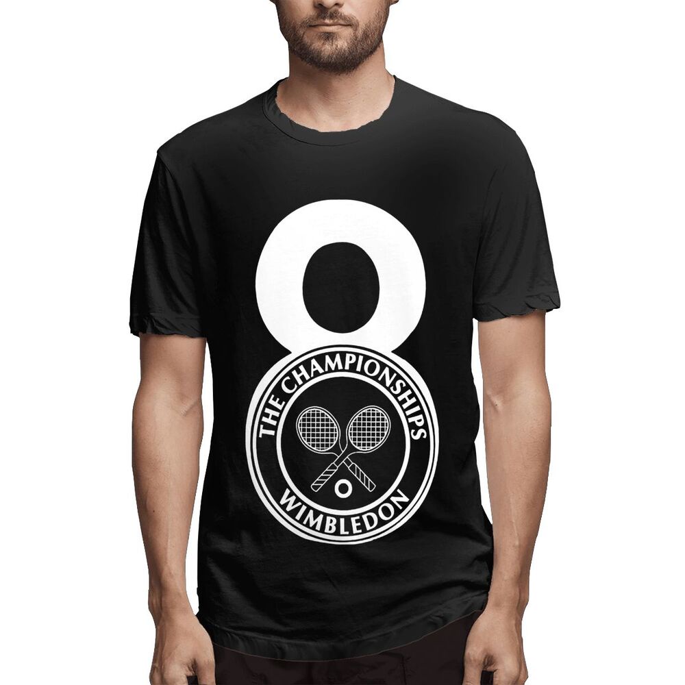 T-shirt  เสื้อยืด พิมพ์ลาย Roger Federer 8 Wimbledon Titles สีเทาเข้ม สําหรับผู้ชายS-5XL