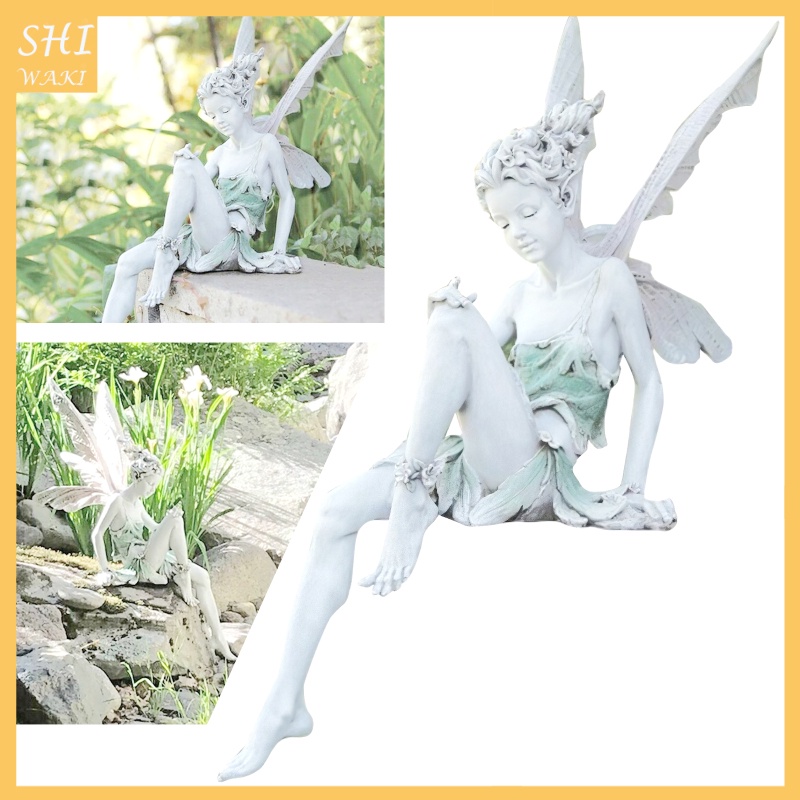 [W ] Garden Fairy ตุ ๊ กตาประติมากรรมเครื ่ องประดับกลางแจ ้ งเรซิ ่ นรูปปั ้ นตกแต ่ ง