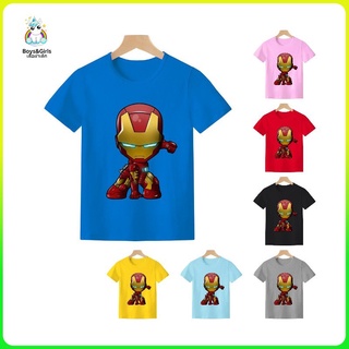 【COD】 Iron Man ชุดแขนสั้นเด็ก เสื้อยืดคอกลม เสื้อใส่สบาย ราคาถูก