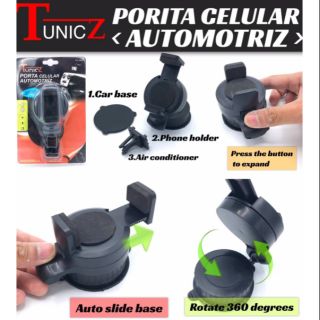 Tunicz Porita celular Automotriz ที่จับโทรศัพท์ในรถ /ขาเสียบช่องแอร์/พร้อมจุกศูนย์ยากาศ ตัวล็อคออโต้ หมุนได้ 360 องศา