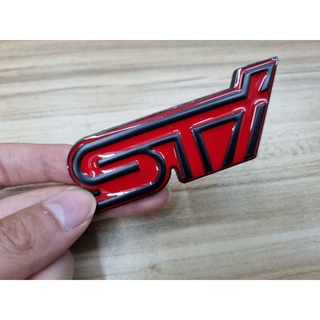 โลโก้ เอสทีไอ สีดำแดง ติดกระจังหน้า งานโลหะ ซูบารุ STI Subar…