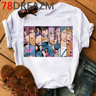 【🔥🔥】แขนสั้น เสื้อยืด jojo bizarre adventure t top Funky shirt women Tshirt T-Shirt Print Slim colourful funny Vintage