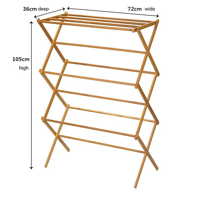 Floor Drying Rack Folding Solid Wood Balcony Indoor X-shaped ...