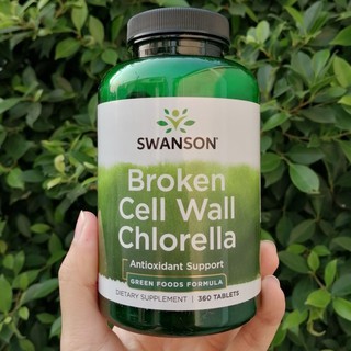 สาหร่ายคลอเรลล่า Broken Cell Wall Chlorella 500 mg 360 Tablets- Swanson #Green Foods Formulas