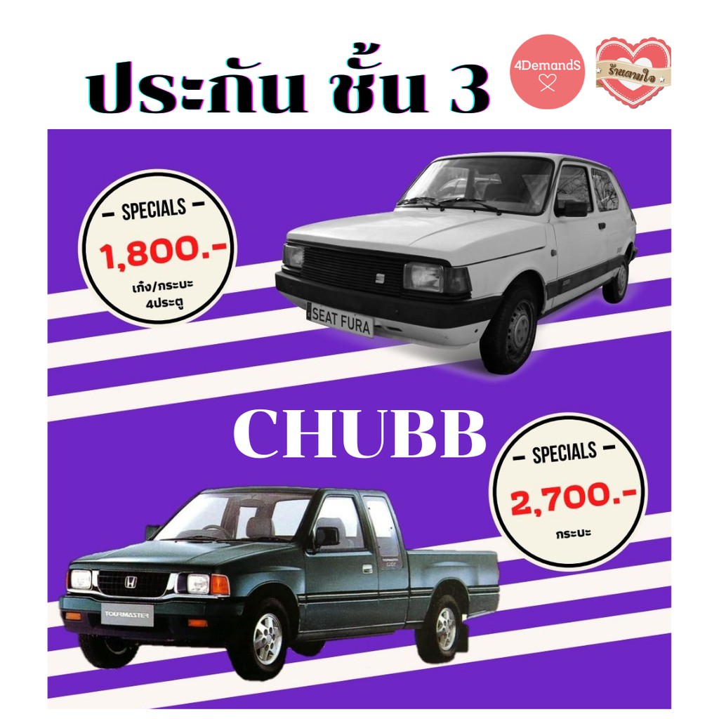 ประกัน ชั้น 3 Chubb ชับบ์สามัคคีประกันภัย | Shopee Thailand