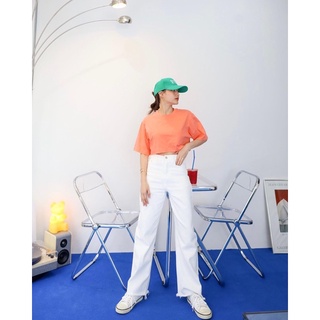 newlooksbkk GPJ06  straight white jeans กางเกงยีนส์ขายาว เอวสูง ทรงขาตรง เนื้อผ้าดีอีกแล้วค่า