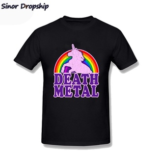 เสื้อยืดลําลอง แขนสั้น พิมพ์ลายการ์ตูนยูนิคอร์น Death Metal สไตล์ฮิปฮอป สําหรับผู้ชาย