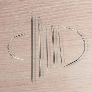 7 Repair Sewing Needles Curved Threader for Leather Canvas Stainless Steel