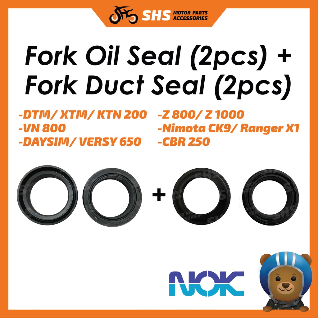 ซีลน้ํามันส้อม-NOK+Fork Duct Seal (2+2PCS) DTM/XTM/KTN 200/VN 800/DAYSIM/VERSY650/Z 800/Z 1000/Nimot