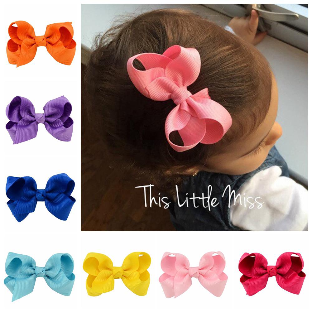 20pcs Kids Girl Elastic Solid color bow Headwear hair clip เด็กผู้หญิง 20pcs สาวยืดหยุ่นสีธนูคลิป headwear