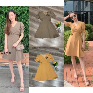 เดรสแขนตุ๊กตา (S/M/L) มี 2 สี ป้าย KATHALYN