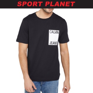 Tee เสื้อยืดผู้หญิง เสื้อยืดครอป Calvin Kleins Men Logo Box Slim Short Sleeve Tee Shirt Baju Lelaki