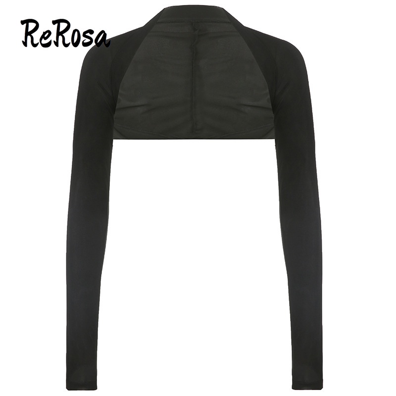 Rerosa เสื้อเบลาส์ถัก แขนยาว เปิดไหล่ข้างเดียว สีพื้น ทรงสลิม กันแดด สําหรับผู้หญิง