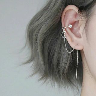 ต่างหู ห้อยโซ่ พระจันทร์ คริสตัล • Crystal Moon Chain Ear Cuff