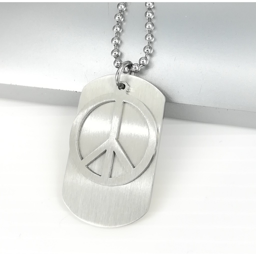 Silver Army Dog TAg Peace จี้สแตนเลส Mens Chain Surfer สร้อยคอ