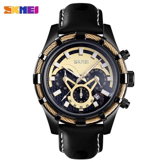 SKMEI Fashion Sport Watch Mens Watches Top Brand Luxury 3Bar Waterproof Leather Strap Quartz Wristwatches relogio