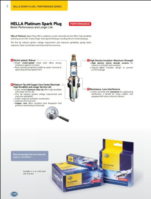 หัวเทียน March, Almera, Tiida, Teana, ALTIS Dual, YARIS 1.2L ยี่ห้อ HELLA เบอร์ PNF9RC-11 PLATINUM  แพลตตินั่ม - รูปที่ 2