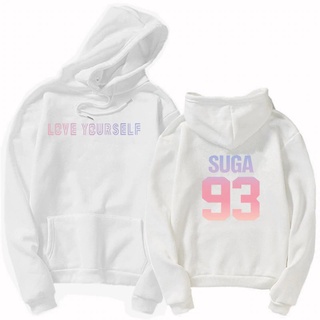 เสื้อกันหนาว มีฮู้ด ผ้าฝ้าย ลาย Suga 93 Jungshook Hoody Bangtan Loveyouself Group เข้ากับทุกการแต่งกาย สไตล์ใหม่ สําหรับผู้ชาย 2022 XY