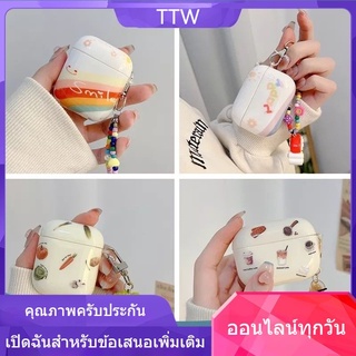 TTW เคสหูฟัง ซิลิโคนแข็ง ลายสีรุ้ง พร้อมสายคล้องข้อมือ สําหรับ AirPods 2/3/ Pro เคส airpods 2 เคส airpods pro เคสหูฟัง i12