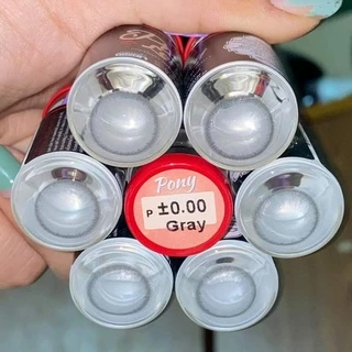 คอนแทคเลนส์ มีอย.ไทย รุ่น Pony สีเทา/ตาล Gray/Brown ลายฮิต สายนัว มีค่าสายตา (0.00)-(-10.00)