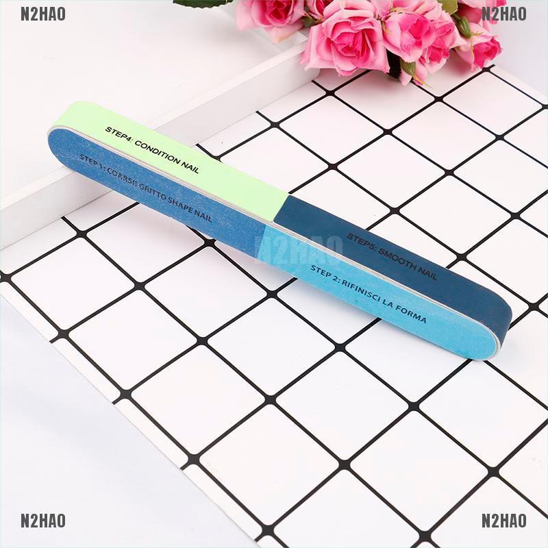 N2HAO 2Pcs creative printing nail file sanding sand six-sided polishing ...