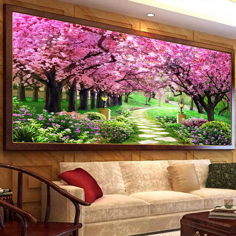 QIANZEHUI,DIY Round Diamond Embroidery, Warm pastoral garden Full  5D Diamond painting cross stitch,needlework