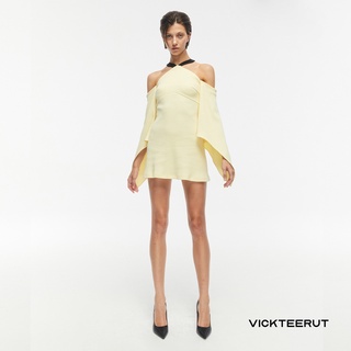 VICKTEERUT Halter Neck Off Shoulder Mini Dress เดรสสั้นเปิดไหล่