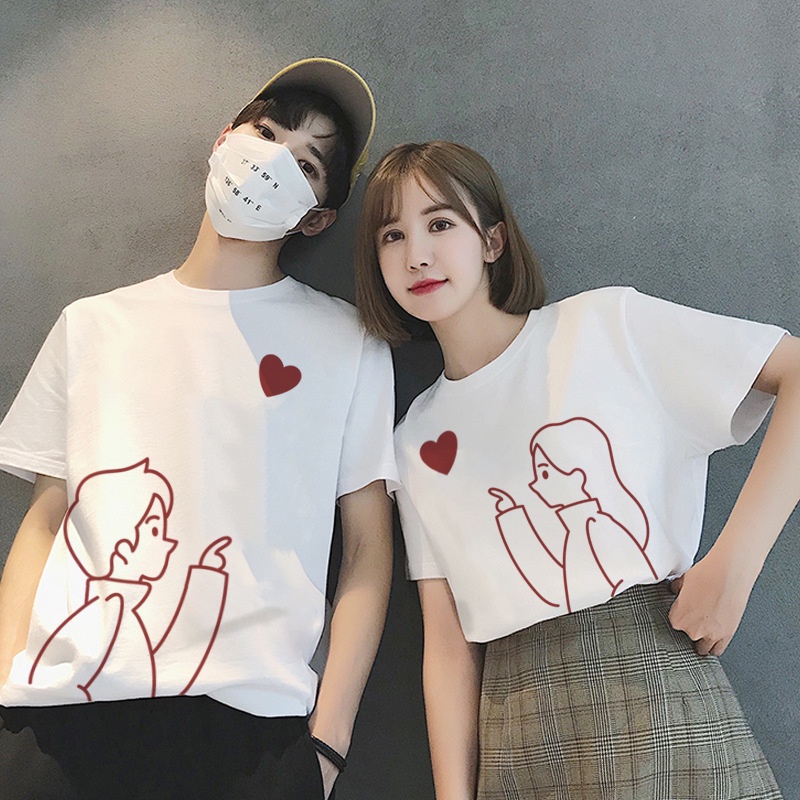 เสื้อคู่รัก คู่แฟนกันต้องมี (ราคาต่อ 1 ตัว) ผ้าหนานุ่มเกรดคุณภาพcotton งานจริงสวยมากก